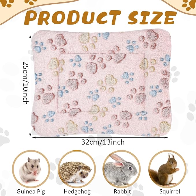 Tuanse 4 Pack Ultra Soft Dog Cat Bed Mat with Cute Print Reversible Fleece Dog Crate Kennel Pad Cozy Washable Thickened Hamster Guinea Pig Pet Bed Mat for Small Animal (13 x 10 Inches,Light Brown)
