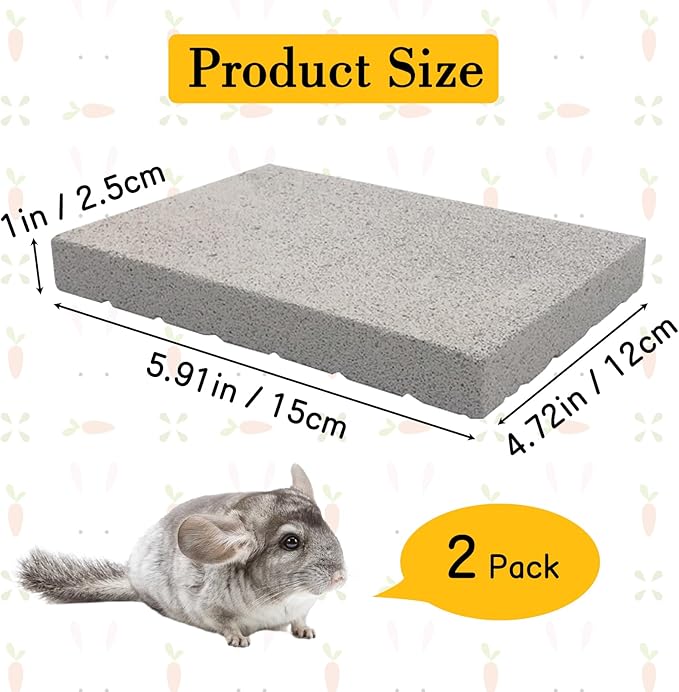 BNOSDM 2Pcs Chinchilla Grinding Claw Pads Hamster Scratch Foot Pad Natural Bunny Lava Stone for Teeth Rabbit Scratching Pad Chew Toy for Guinea Pig Ferret Rabbit Mouse(White)