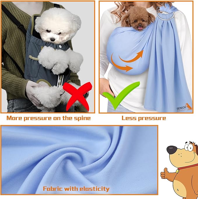 Dog Sling Carrier for Small Dogs,Carrying Wrap Anti-Anxiety Cat Sling,Adjustable Pet Sling (Light Blue) (Light Blue)