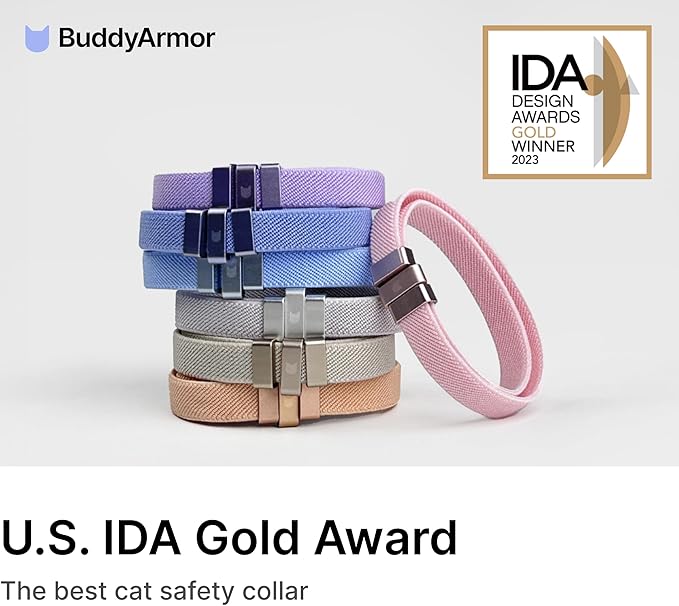 Safety Cat Collar - U.S. IDA Gold Awarding Design, Stretch Elastic Quick Release, Non Breakaway - Light Weight for Kitten, Neck Fit 5.9'-11.8' for All Small Large Cat,S(Sierra Blue)