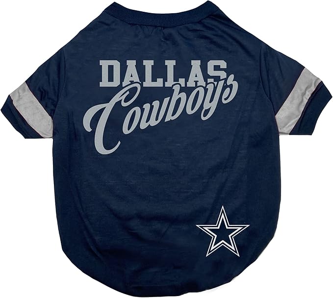 NFL Dallas Cowboys T-Shirt for Dogs & Cats, Medium. Football Dog Shirt for NFL Team Fans. New & Updated Fashionable Stripe Design, Durable & Cute Sports PET TEE Shirt Outfit