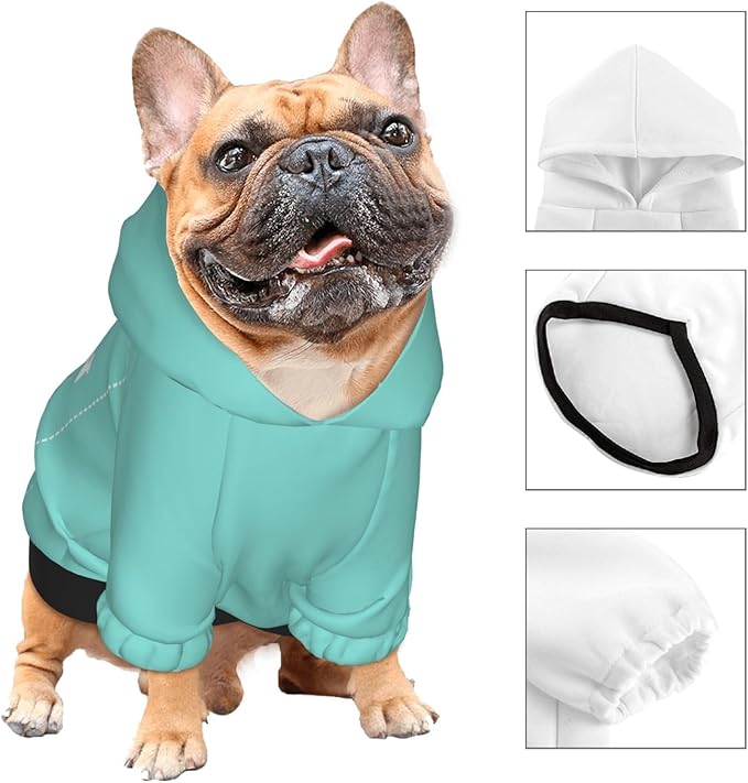 Dog Costume, Custom Dog Hoodie, Dog Name Costume Holiday Pet Pajamas Outfit, Personalized Pet Coat Costumes for Small Medium Large Dogs and Cats for Winter, Turquoise, XL