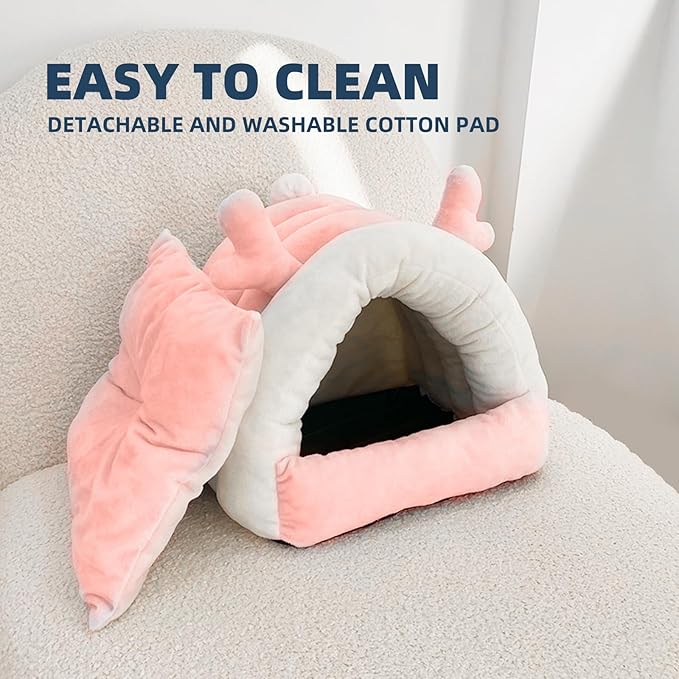 Guinea Pig Hideout, Warm Bed for Guinea Pig,Rabbits, Chinchillas, Cozy Small Animal Winter Shelter (Pink, Small)