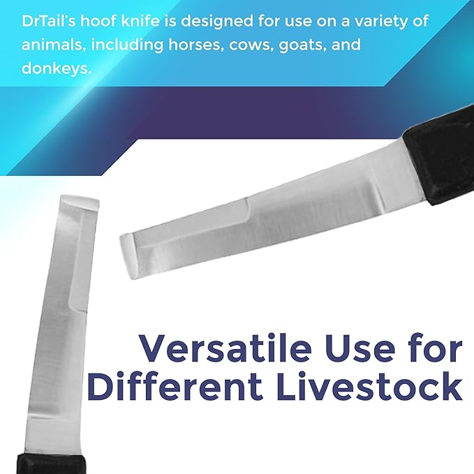 Regular Hoof Knife for Horses – Farrier Tool with Plastic Grip – Hoof Trimming Knife for Equine Care & Veterinary Use (Left Hand)