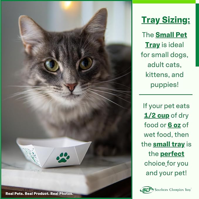 Southern Champion Tray, Small Disposable Pet Food Bowl, Tray, Purrfect for Feeding Kittens, Puppies, Cats, and Dogs, Wet Food and Dry Food, Indoor and Outdoor, 1/2 Cup or 6 oz Capacity, 250 Count