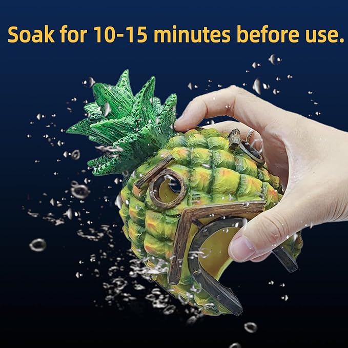 Tfwadmx Aquarium Decorations Resin Pineapple Fish Tank House Small Betta Fish Hideout Cave Shelter Decor Underwater Landscape Hut Aquarium Ornament for Shrimps Breeding Hiding(Green)