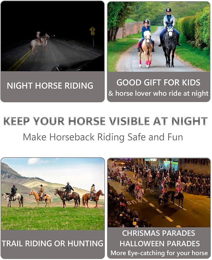 4pcs LED Horse Leg Band, 7 Colors in 1 Light up Horse Tack, USB Rechargeable LED Horse Light - Added Visibility & Safety for Night Horse Riding