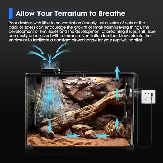 Reptile Terrarium Thermometer Hygrometer with Dehumidifier Ventilation Fan for Pet Rearing Box Reptile Tank LED Digital Thermometer and Humidity Gauge for Snake Bearded Dragon Gecko