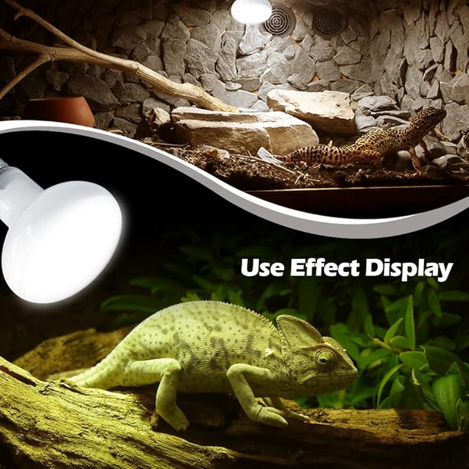 Reptile Heat Lamp 75W 2 Pack,UVA Basking Light Heat Lamp Bulbs,Natural Daylight Terrarium Heat Lamps for Bearded Dragon,Turtle,Tortoise,Lizard,Snake,Gecko,Chicken with Temperature Strips