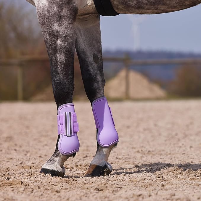 HORZE Adepto Open Front Tendon Boots | Durable Shell with Neoprene Lining - Languid Lavender Purple - Warmblood