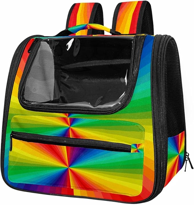 Colorful Rainbow Painting Pet Carrier Soft Sided Carrier for Small Medium Cats Dogs