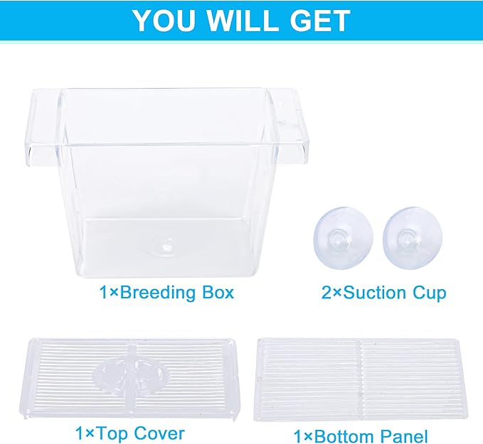 Aquarium Fish Breeder Box, Transparent Fish Breeder Tanks, Baby Fish Breeder Box with 2 Suction Cups, Partitioned Fish Hatching Box, Breeder Box for Fish Tank, Small