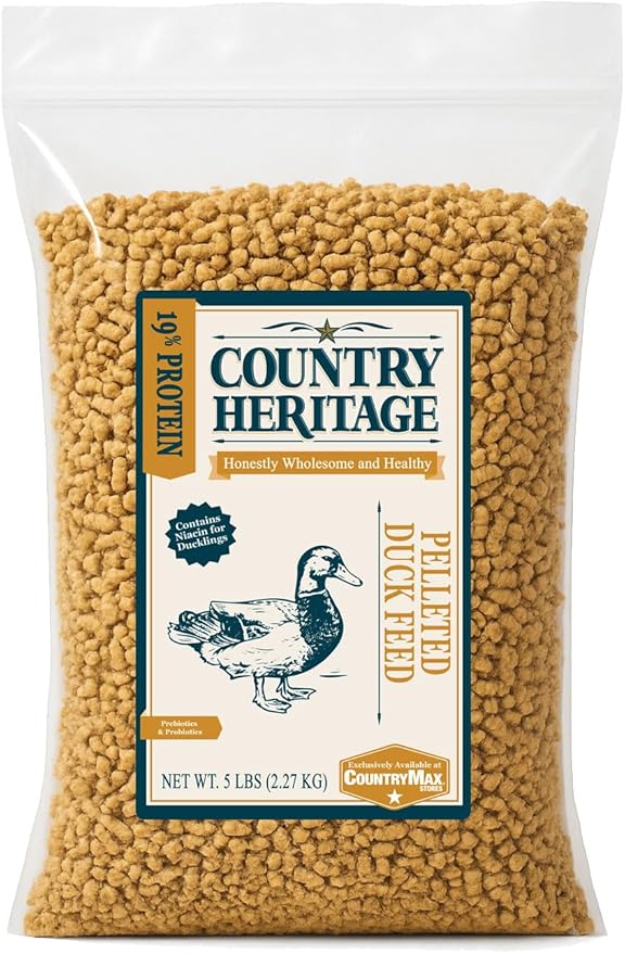 Country Heritage Duck Feed – Pellets for All Life Stages (19% Protein with Prebiotics & Probiotics) (5 Pounds)