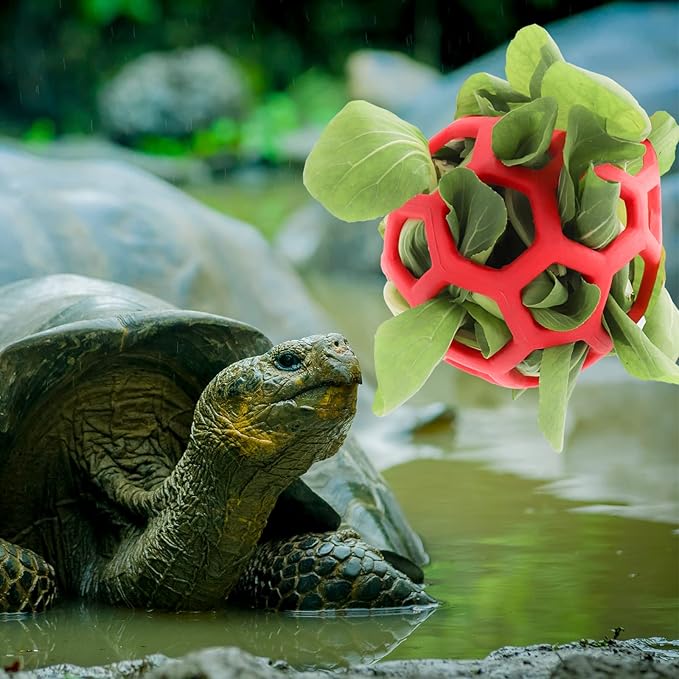 Tortoise Treat Ball Toy Hay Feeder Hanging Feeding Grass Ball Fruit Vegetable Feeder Holder Foraging Toy for Small Animals Pet Tortoise Turtle