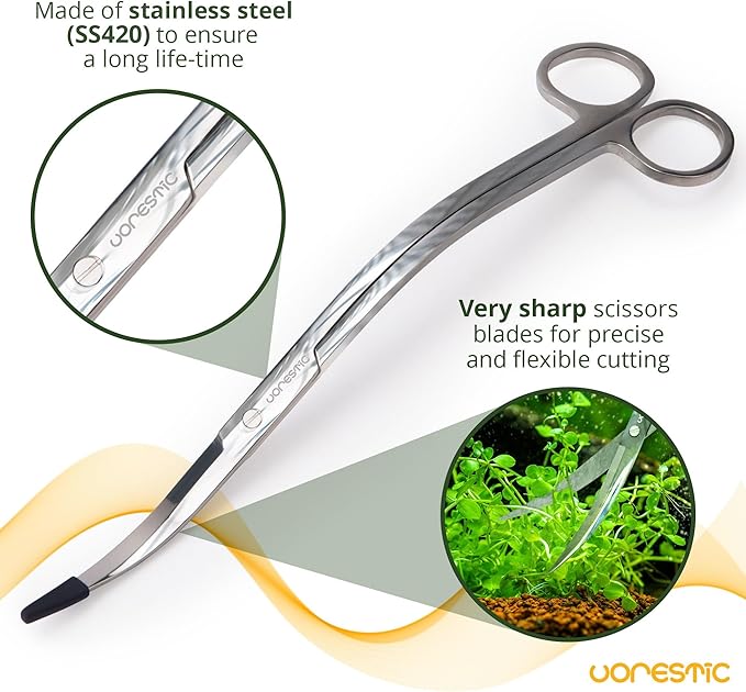 VORESTIC Long Aquarium Scissors for Plants 9.8 inches, Aquascaping Scissors, Aquarium Plant Trimmer, Aquascape Tools, Terrarium Tools for Plants (1 Pc Wave)