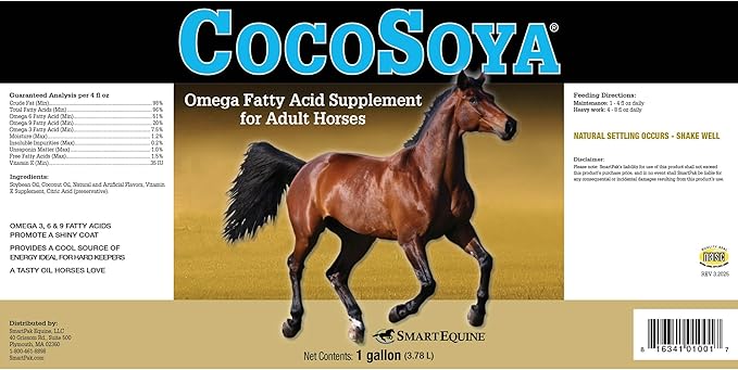 SmartEquine CocoSoya Oil | Oil for Skin and Coat | Contains Soybean and Coconut Oil for Overall Coat Shine and Horse Health | Nourishing Fatty Acids for a Lustrous Appearance | 1 Gallon