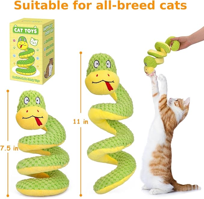 Retro Shaw Cat Toys, 11 in Realistic Catnip Snake Toy with Crinkle Sound Inside, Cat Nip Toys with SilverVine, Stuff Snake Interactive Snake Toy for Cats to Chew