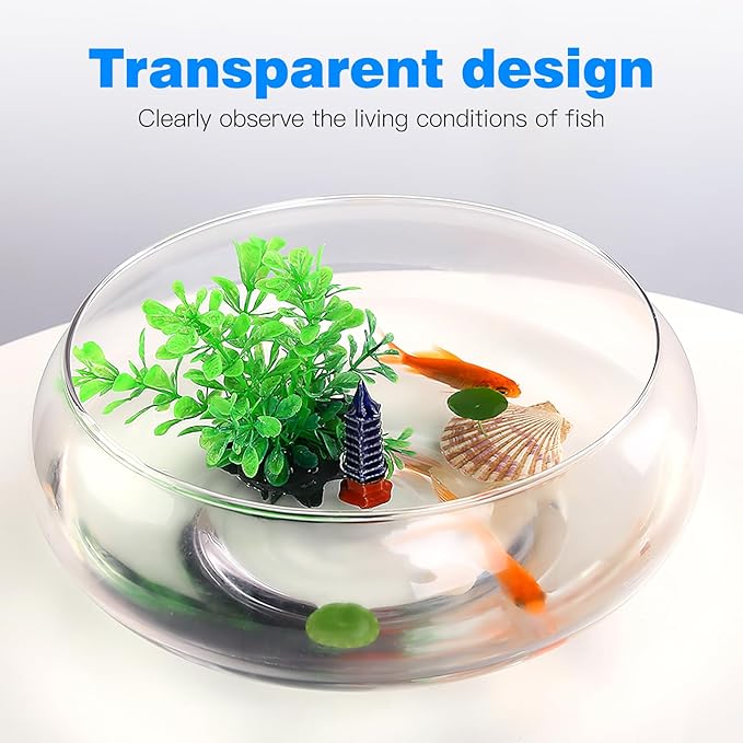 Large Clear Plastic Fish Bowl Round Terrarium Vase Goldfish Bowl Hydroponic Vase Water Lily Succulent Planter for Wedding Party Home Decor
