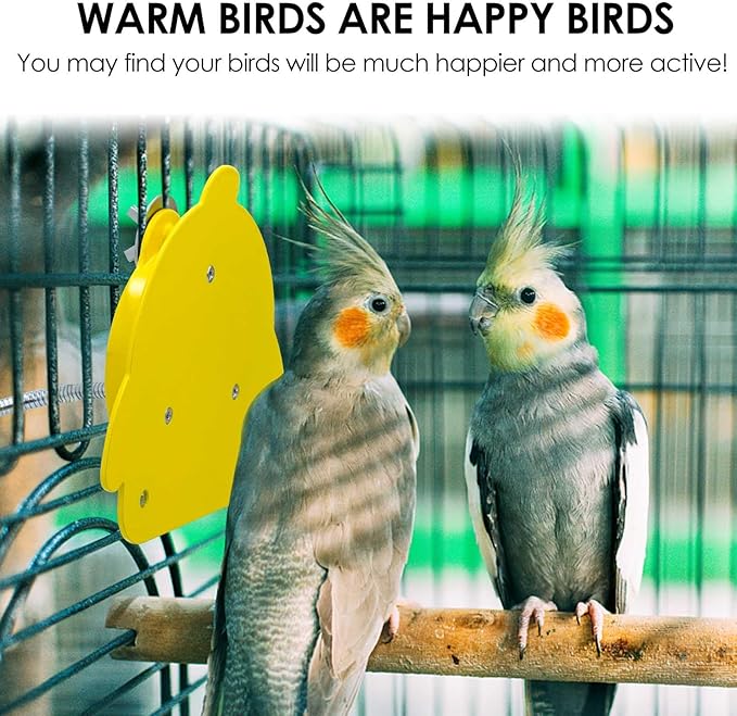 Bird Cage Heater for Cockatiels Parrots Conure Finches Parakeets Heater Snuggle Up Bird Warmer 12V 18W, Size 5.3" x 4.7"