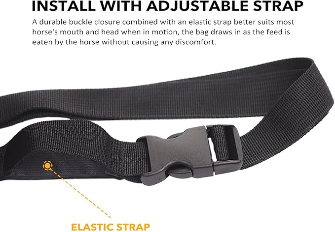 Harrison Howard Horse Muzzle Feed Bag Nylon Mesh Grain Feed Bag with Adjustable Strap Mars Black Small