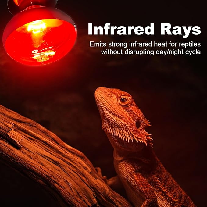 2 Pack Infrared Heat Lamp, 100W Reptile Heat Emitter Infrared Basking Spot Light, Red Heat Lamp for Chickens Coop Reptile Pets Brooder Use