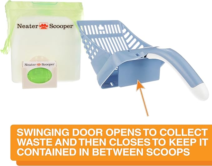 Neater Pet Brands Neater Scooper Standard Cat Litter Scoop, 195 Refill Bags – Mess-Free Cat Litter Scooper with Bag, Spill-Proof Kitty Box Sifter, Bin Doubles as Scoop Holder, For Single-Cat Household