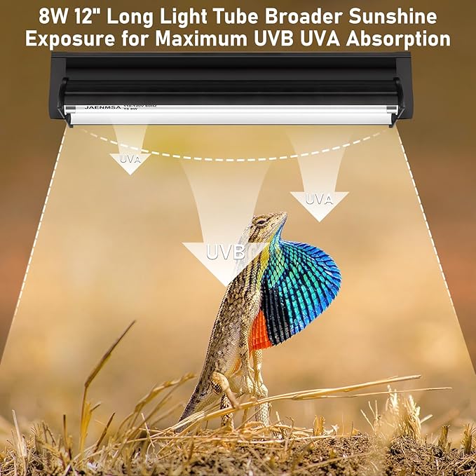 T5 10.0 UVB Reptile Light Bulbs 8W, UVA UVB HO Light Bar Bulbs 12 Inch for Reptiles,Bearded Dragon, Leopard Gecko,Tortoise,Reptile & Amphibian Replacement Tube Lamp 2 Pack