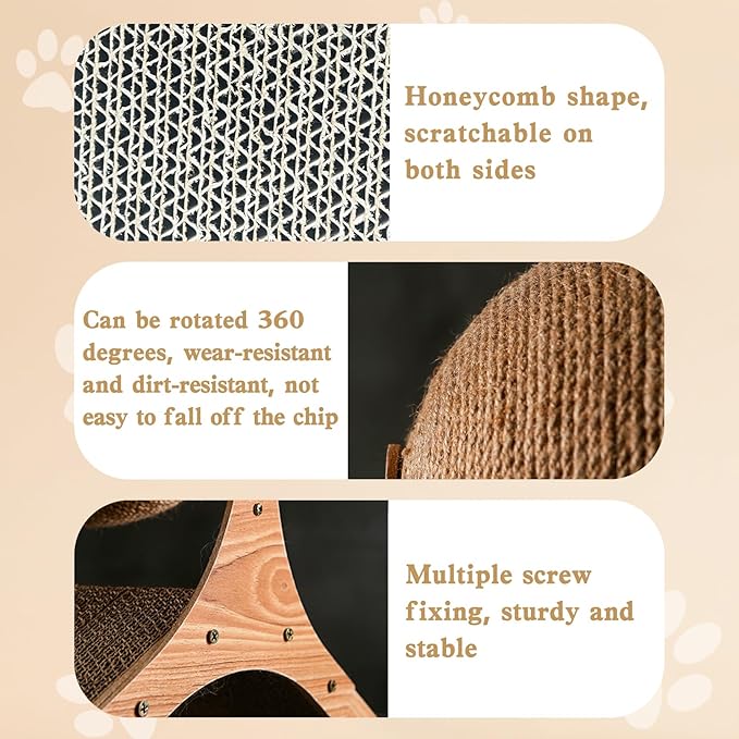 Rabbit Scratch Toy,Natural Sisal Rope Claws Scratcher Cardboard Pad Bunny Scratching Ball for Indoor Bunnies Kittens Chinchillas Small Animals Interactive Carrot and Solid Wood Scratcher Toys