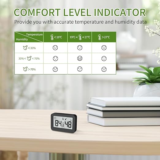 DOOMAY Mini Hygrometer Indoor Thermometer, Humidity Gauge with ℃/℉ Switch, Humidity Meter Digital Temperature Monitor for Greenhouse Babyroom Cellar Reptile Incubator Closet (4)
