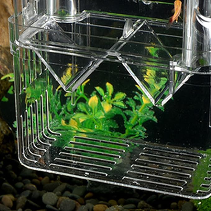 Breeder Box Fish, Acrylic White Breeder Isolation Divider Hatching Boxes, Fish Breeding Box, Hatchery Incubator Tank, Acrylic Fish Incubator Tank Divider for Baby Fish Betta Guppy Safe Acclimation