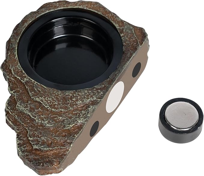 OIIBO Magnetic Gecko Feeding Ledge, Reptile Food Dish with 3PCS Feeding Cups Crested Gecko Feeder Ledge Water Bowl for Lizard Chameleon Bearded Dragon Tank Accessories