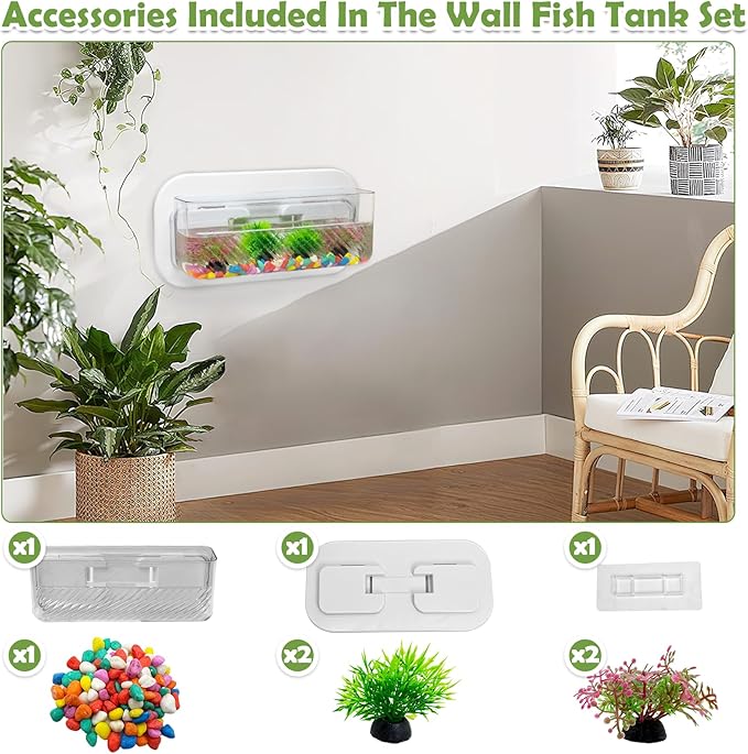 kathson Acrylic Wall Hanging Fish Bowl Wall Mounted Fish Tank Planter Fish Bubble Hanging Aquarium Hydroponic Plant Pot Betta Fish Tank Bowl for Home Decor Pot Decoration Planter