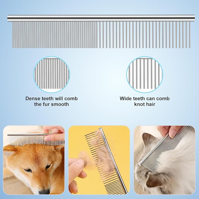 Professional Dog Grooming Scissors Set, 8-in-1 Stainless Steel Pet Grooming Kit with Hair Comb, Nail Clipper & Brush for Dogs, Cats at Home