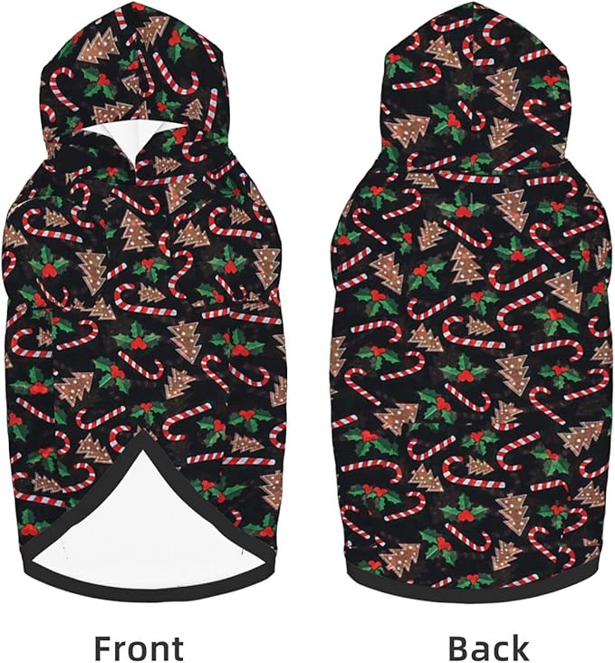 Christmas Tree Black Hoodie,Christmas Cosplay Dog Clothes with Pocket and Hat Winter Clothes Sweaters Small
