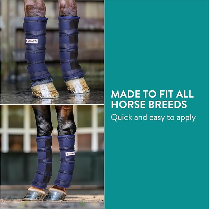 Navaris Horse Cooling Leg Wraps - Robust and Durable Cool Ice Boots for Horses - Freezer Boots Above Hoof - One Size Wrap Fits All - Standing Leg Cooler for Sport or Polo - 2 Pack