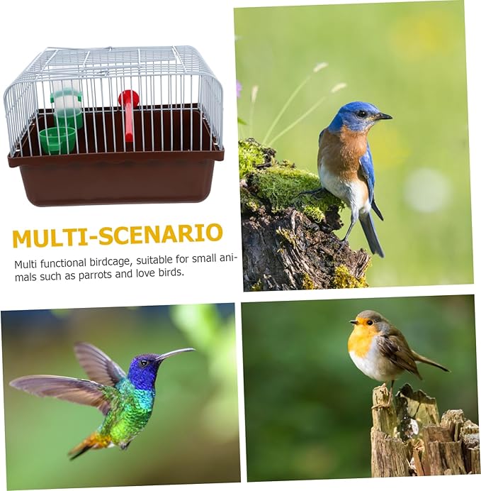 BESPORTBLE Portable Bird Cage for Lovebirds Spacious Travel Carrier with Perch Food Box Waterer Lightweight Convenient Cage for Parrots Small Pets for Outdoor Use