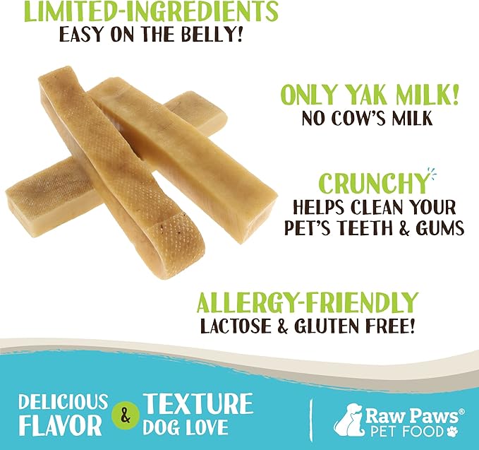 Raw Paws Himalayan Yak Chews for Dogs, Extra Large (4 Pack) - Packed in USA - Tibetan Yak Cheese Dog Chews for Medium to Large Breeds - Hard Milk Dog Chew Bones - Single Ingredient - Long Lasting