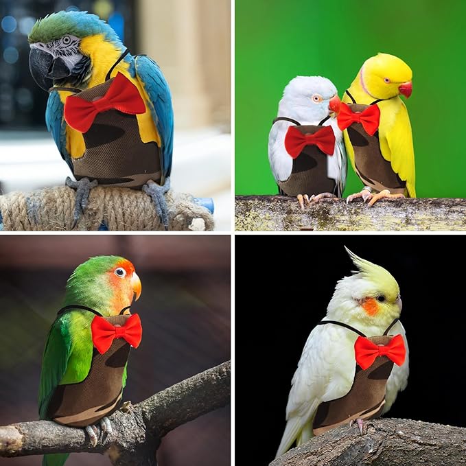 Bird Diaper Washable Reusable Parrot Flight Suit Nappies Protective Breathable Parrot Nappy Clothes for Parakeet, Macaw, Budgie, Canary, Cockatiel (Camouflage, XXL)