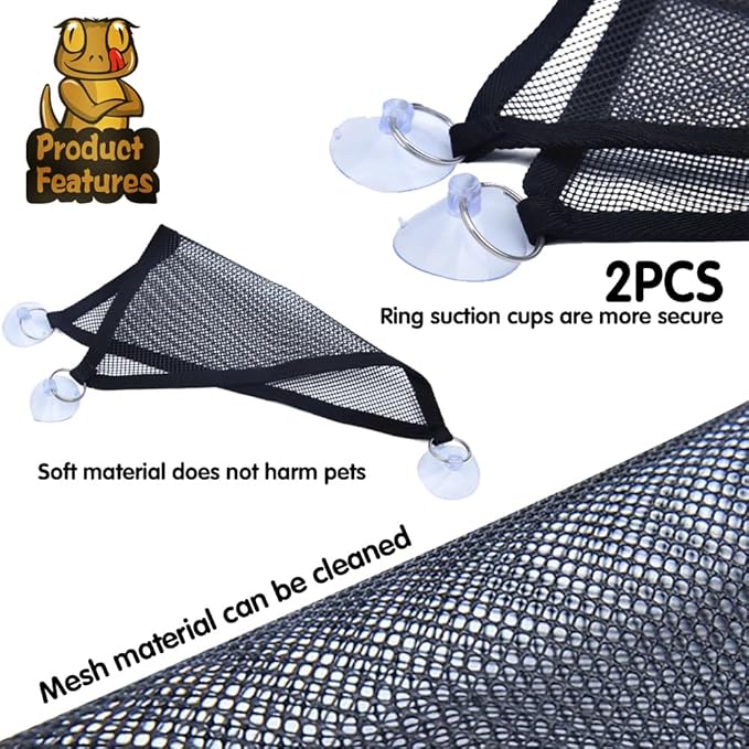 2PCS Bearded Dragon Hammock Reptile Hammock for Bearded Dragon Tank Accessories,Breathable Mesh Reptile Bed and Rest for Geckos Lizards,Snakes,Chameleon,Fish