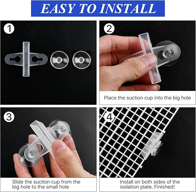 8 Pcs Aquarium Fish Tank Divider, Plastic Egg Crate, Aquarium Filter Bottom Tray, Fish Tank Isolation Board, Fish Tank Separator with 10 Pcs Suction Cups, 11.8 × 11.8 in