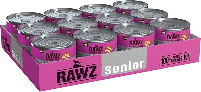 Rawz Natural Premium Pate Canned Cat Wet Food - Made with Real Meat Ingredients No BPA or Gums - 5.5oz Cans 24 Count (Turkey & Green Mussels for Seniors)