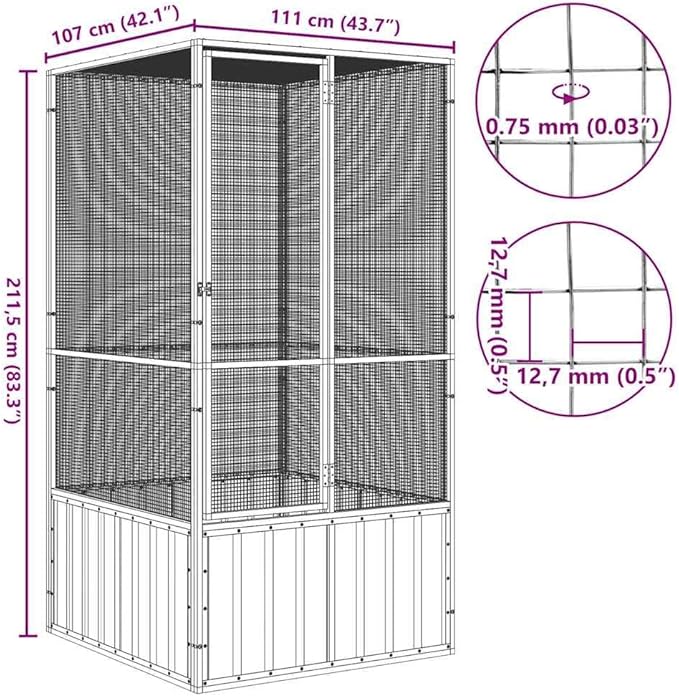 Metal Steel Large Bird Cage for Budgies, Pigeons, Galvanized Steel Birdcage Aviary House, 43.7"x42.1"x83.3", Gray,-571