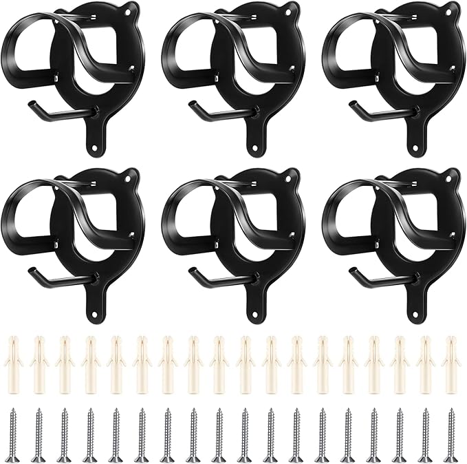 Dunzy 6 Counts Horse Bridle Rack Bridle Bracket Bridle Hooks Horse Tack Storage Halter Hanger Metal Bridle Holder with Tubes and Screw for Barn Supplies, Black