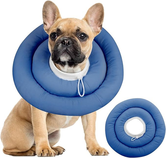 IDOMIK Dog Recovery Collar, Waterproof Soft Dog Cone After Surgery, Comfy Protective Elizabethan Collar Alternative for Dogs Cats, Adjustable Pet Neck Donut Cone Anti-Licking Biting Wounds,Navy,M