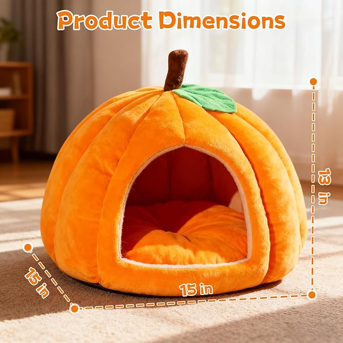 Pumpkin Cat Bed, Cute Pumpkin Shape Cat Cave