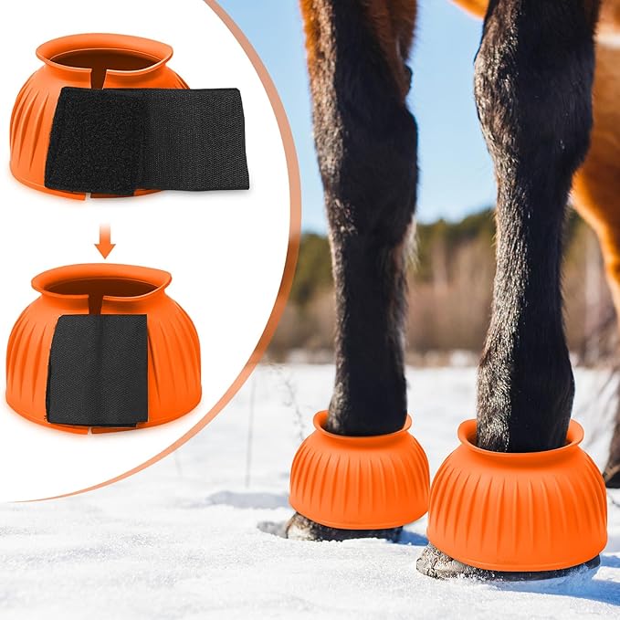Abbylike Bell Boots for Horses 1 Pair/2 Pair Available, Protect Against Hoof Impact Trauma, Rubber Bell Boots Horse Care for Turnout, No Rub Design Wrap Hook and Loop