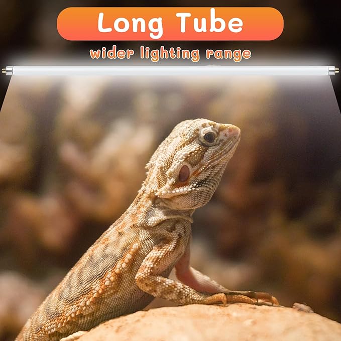2PCS T5 UVB Reptile Light 8W 10.0,UVA UVB Light Bulb for Reptiles,Reptile UVB Lamp Tube for Bearded Dragon,12 Inchs
