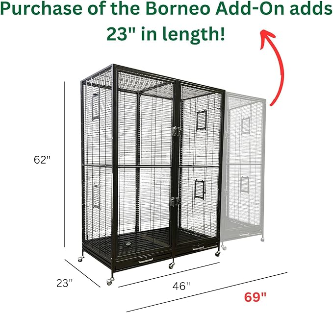 Exotic Nutrition Borneo Small Animal Cage - for Sugar Gliders, Squirrels, Marmosets & Other Small Pets (Cage)