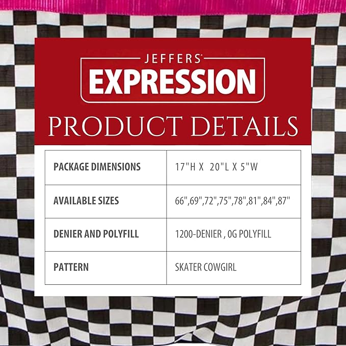 Jeffers Expression 1200 Denier Standard Neck Turnout Sheet, Skater Cowgirl, 78"- Waterproof, Breathable Horse Sheet with 0g Polyfill, No Insulation - Ideal Protection for Wind & Rain, Light Weight
