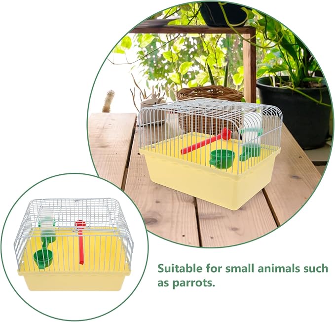 Besportble Portable Bird Cage for Travel with Food Box and Waterer Spacious Parakeet Carrier with Perch for Lovebirds and Small Birds Durable Yellow Design